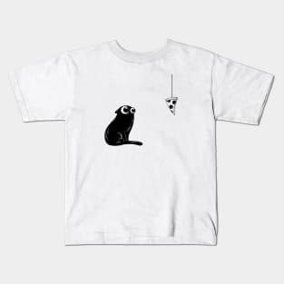 Black Cat Staring At Pizza Kids T-Shirt